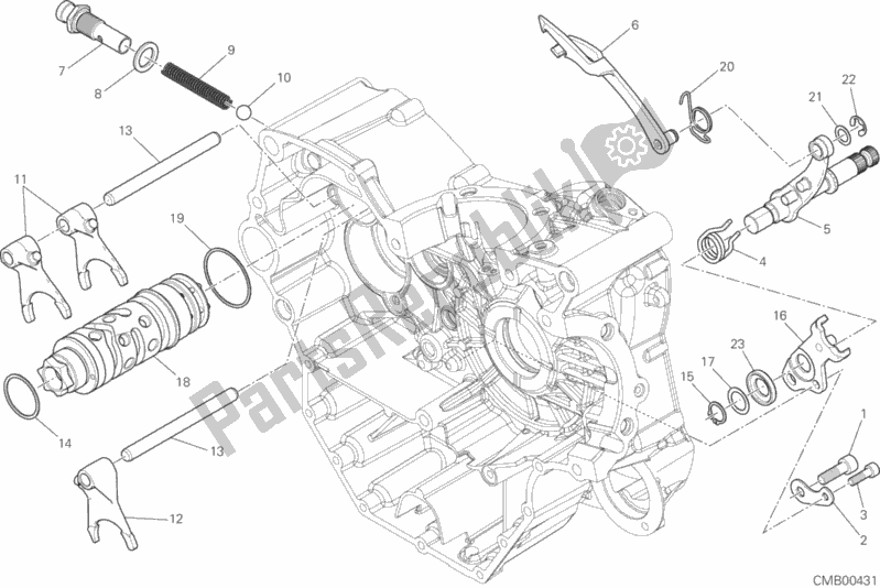 Alle onderdelen voor de Schakelnok - Vork van de Ducati Monster 821 Stripes USA 2017
